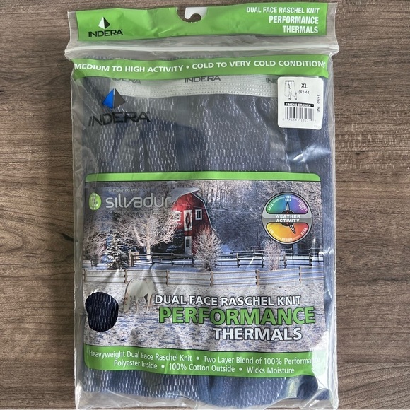 Indera Men's Dual Face Silvadur Performance Thermals Size XL - Picture 1 of 7